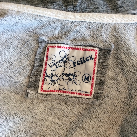 Reflex “Love” zip up light gray hoodie sweater neon pink text junior’s M school - Picture 12 of 14